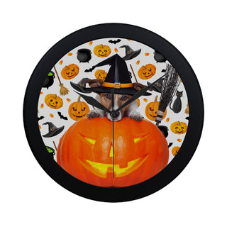 Jack Russell Halloween Black Circular Plastic Wall clock - TeeAmazing