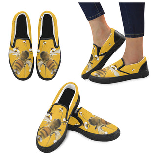 Bee Lover Black Women's Slip-on Canvas Shoes - TeeAmazing