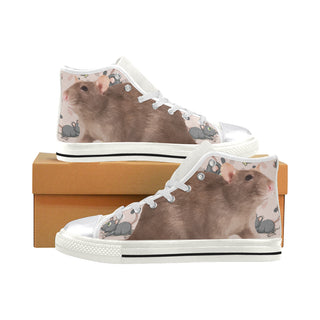 Rats White Women's Classic High Top Canvas Shoes - TeeAmazing