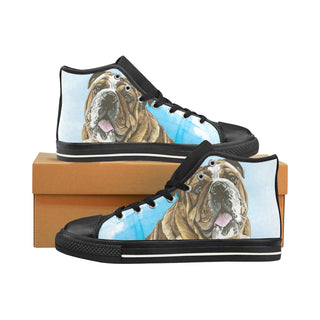 English Bulldog Water Colour No.1 Black Men’s Classic High Top Canvas Shoes /Large Size - TeeAmazing