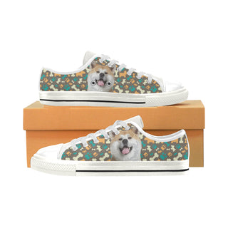 Akita White Low Top Canvas Shoes for Kid - TeeAmazing