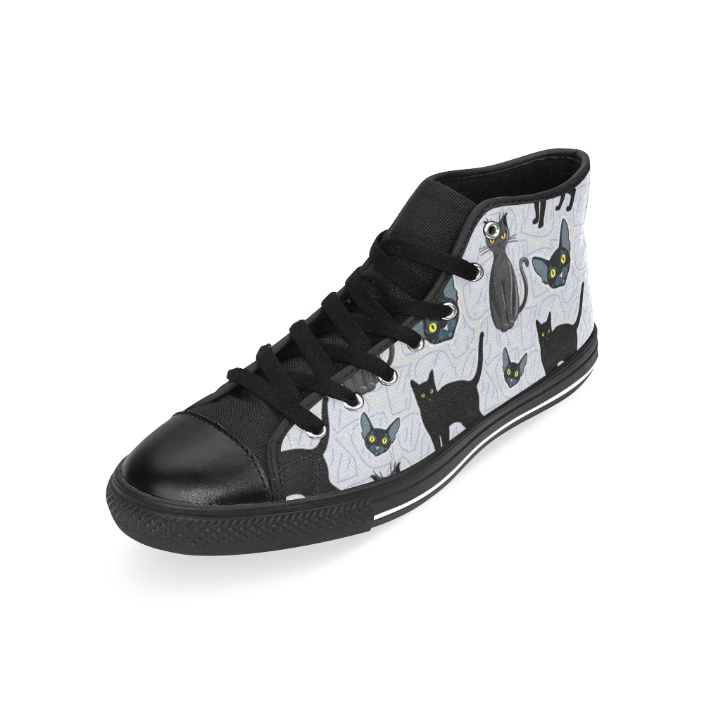 Bombay cat Black Men’s Classic High Top Canvas Shoes /Large Size - TeeAmazing