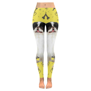 Japanese Chin Dog Low Rise Leggings (Invisible Stitch) (Model L05) - TeeAmazing