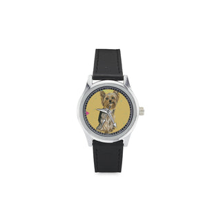 Yorkshire Terrier Water Colour No.1 Kid's Stainless Steel Leather Strap Watch - TeeAmazing