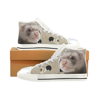 Ferret White High Top Canvas Women's Shoes/Large Size - TeeAmazing