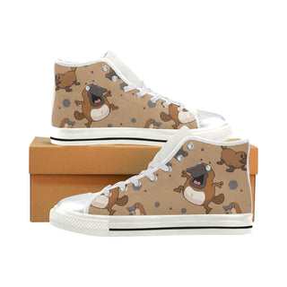 Platypus Pattern White Women's Classic High Top Canvas Shoes - TeeAmazing