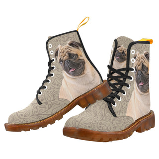 Pug Lover Black Boots For Men - TeeAmazing