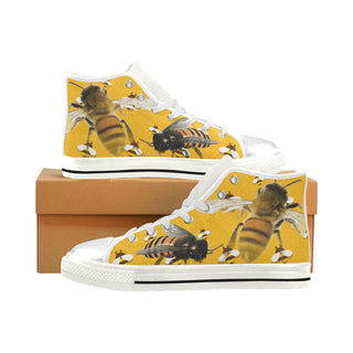 Bee Lover White High Top Canvas Women's Shoes/Large Size - TeeAmazing