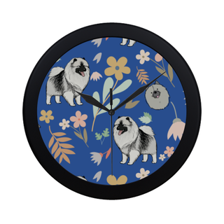 Keeshound Flower Black Circular Plastic Wall clock - TeeAmazing