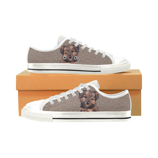 Morkie Dog White Low Top Canvas Shoes for Kid - TeeAmazing