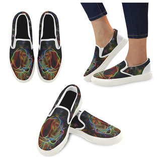 Beagle Glow Design 1 White Women's Slip-on Canvas Shoes - TeeAmazing