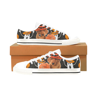 Golden Retriever Halloween White Men's Classic Canvas Shoes/Large Size - TeeAmazing