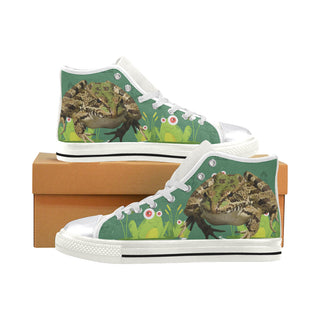 Frog White Women's Classic High Top Canvas Shoes - TeeAmazing