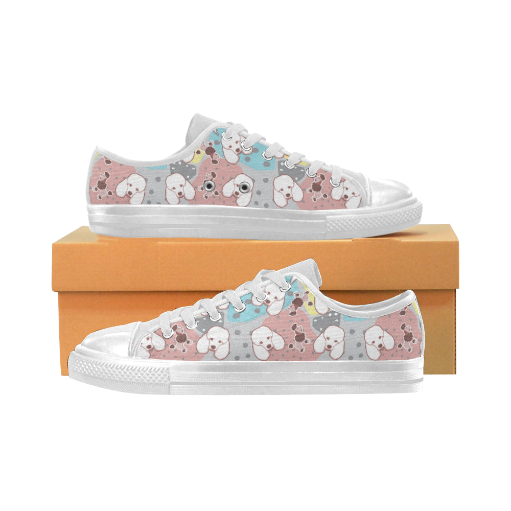 Poodle Pattern White Women's Classic Canvas Shoes - TeeAmazing
