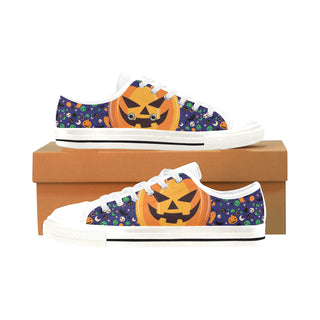 Pumpkin Halloween White Men's Classic Canvas Shoes/Large Size - TeeAmazing