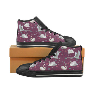 Swan Black High Top Canvas Women's Shoes/Large Size - TeeAmazing