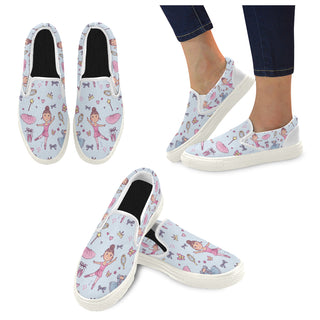 Ballet Pattern White Women's Slip-on Canvas Shoes - TeeAmazing