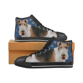 Wire Hair Fox Terrier Dog Black Men’s Classic High Top Canvas Shoes - TeeAmazing