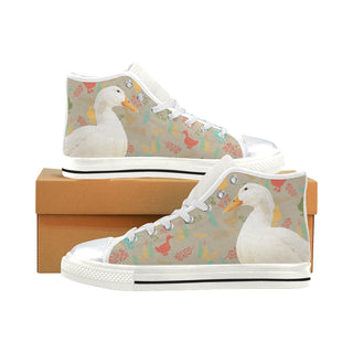 Duck White High Top Canvas Women's Shoes/Large Size - TeeAmazing