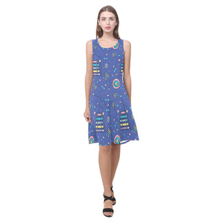 Marimba Pattern Sleeveless Splicing Shift Dress - TeeAmazing