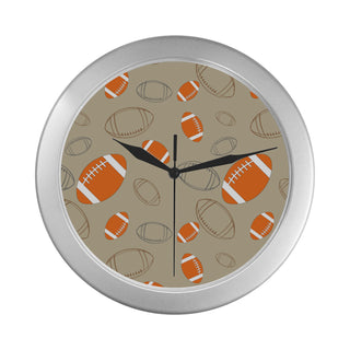 Rugby Pattern Silver Color Wall Clock - TeeAmazing