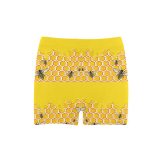 Bee Pattern Briseis Skinny Shorts - TeeAmazing