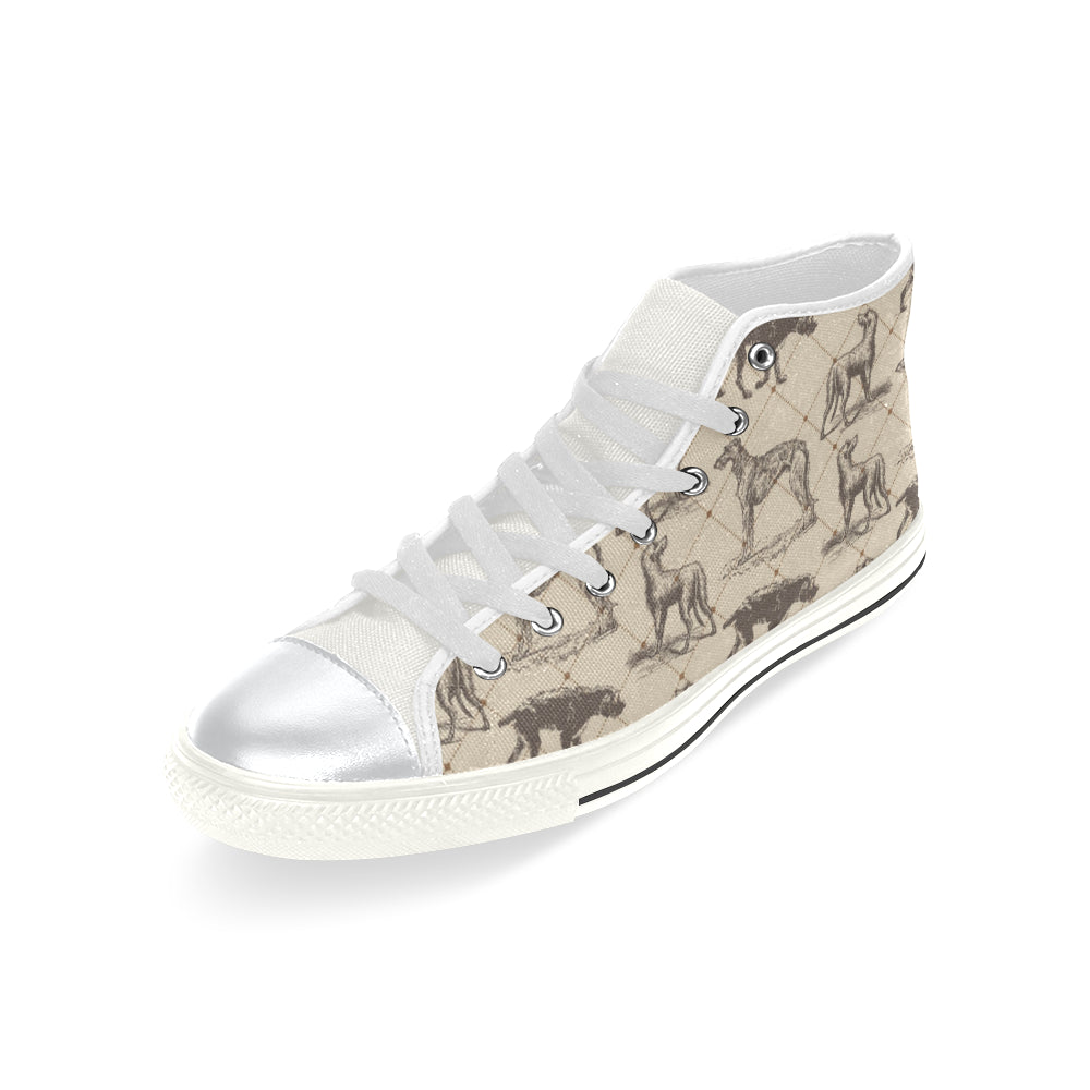 Scottish Deerhounds White High Top Canvas Shoes for Kid - TeeAmazing