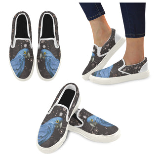 Hyacinth Macaw Parrot White Women's Slip-on Canvas Shoes - TeeAmazing