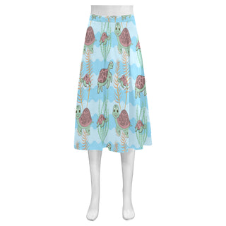 Turtle Mnemosyne Women's Crepe Skirt (Model D16) - TeeAmazing