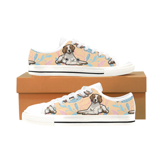 Brittany Spaniel Flower White Men's Classic Canvas Shoes/Large Size - TeeAmazing