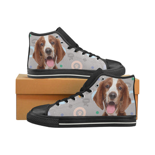 Welsh Springer Spaniel Dog Black High Top Canvas Women's Shoes/Large Size - TeeAmazing