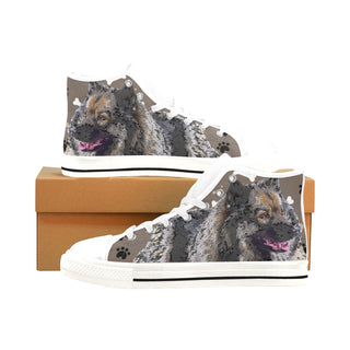 Keeshond White Men’s Classic High Top Canvas Shoes /Large Size - TeeAmazing