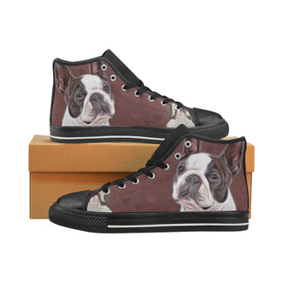 Boston Terrier Lover Black Men’s Classic High Top Canvas Shoes - TeeAmazing