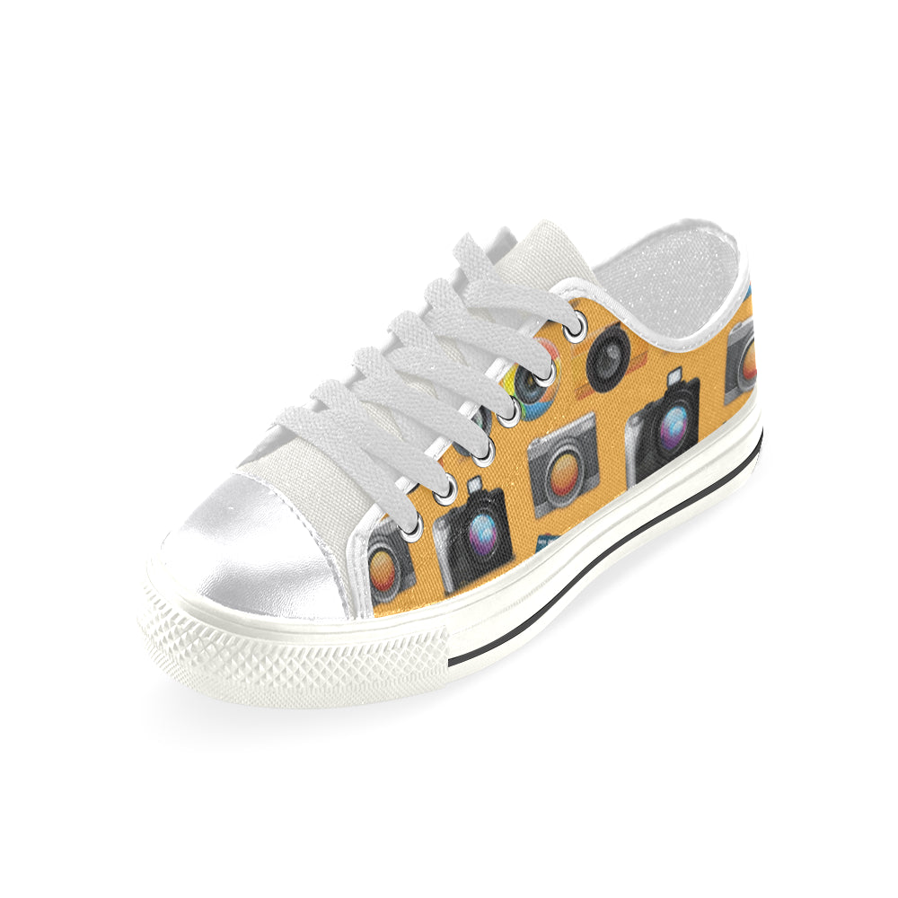 Photography Camera White Women's Classic Canvas Shoes - TeeAmazing