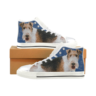 Wire Hair Fox Terrier Dog White High Top Canvas Women's Shoes/Large Size - TeeAmazing