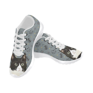 Tuxedo Cat White Sneakers Size 13-15 for Men - TeeAmazing
