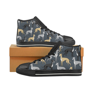 Greyhound Black High Top Canvas Women's Shoes/Large Size - TeeAmazing