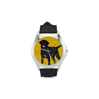 Black Labrador Women's Classic Leather Strap Watch - TeeAmazing