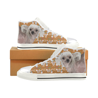 Cute Chinese Crested White Women's Classic High Top Canvas Shoes - TeeAmazing