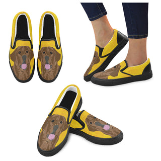 Chocolate Labrador Black Women's Slip-on Canvas Shoes - TeeAmazing