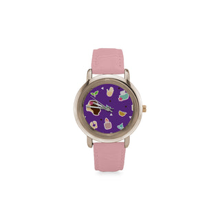 Chemist Pattern Women's Rose Gold Leather Strap Watch - TeeAmazing