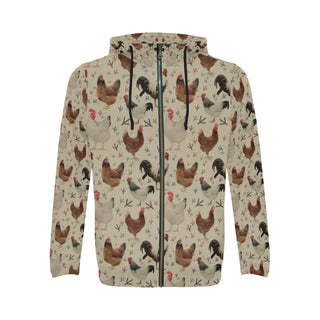 Chicken All Over Print Full Zip Hoodie for Men - TeeAmazing