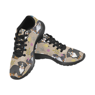 Bernese Mountain Flower Black Sneakers Size 13-15 for Men - TeeAmazing