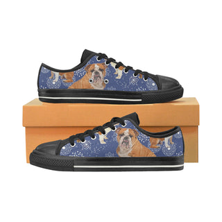 English Bulldog Lover Black Low Top Canvas Shoes for Kid - TeeAmazing