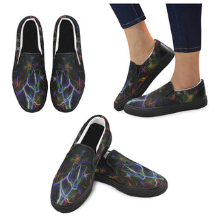 Greyhound Glow Design 3 Black Women's Slip-on Canvas Shoes - TeeAmazing