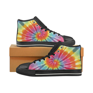 Tie Dye Black High Top Canvas Shoes for Kid - TeeAmazing