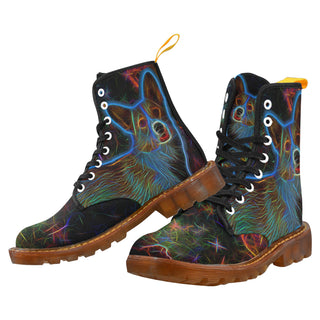 Corgi Glow Design 1 Black Boots For Men - TeeAmazing