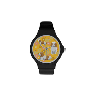 Petit Basset Griffon Vendéen Flower Unisex Round Plastic Watch(Model 302) - TeeAmazing