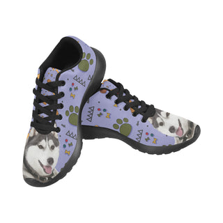 Siberian Husky Dog Black Sneakers Size 13-15 for Men - TeeAmazing
