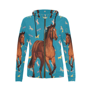 Horse All Over Print Full Zip Hoodie for Women - TeeAmazing